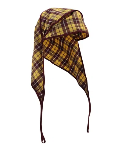 Pre-owned Gucci Women's  Plaid Rain Hat In Yellow