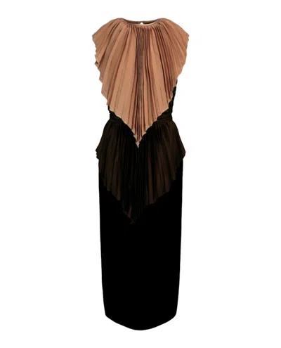 Pre-owned Gucci Women's  Plisse Cape Dress In Black