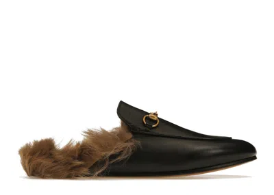Pre-owned Gucci Women's  Princetown Slipper 2015 Reedition Leather Sneakers In Black/beige/gold