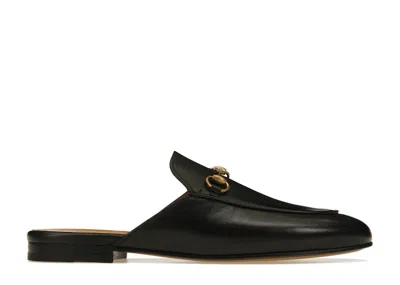 Pre-owned Gucci Women's  Princetown Slipper Leather Sneakers In Black/gold