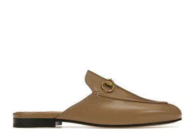 Pre-owned Gucci Women's  Princetown Slipper Leather Sneakers In Brown/gold