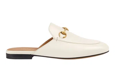 Pre-owned Gucci Women's  Princetown Slipper Leather Sneakers In White/gold