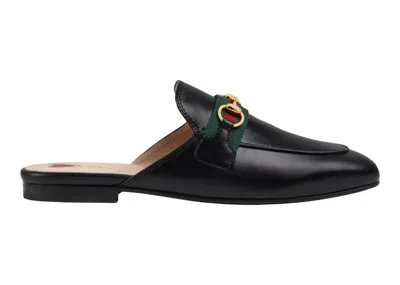 Pre-owned Gucci Women's  Princetown Slipper Web Leather Sneakers In Black/blue/red