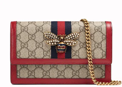 Pre-owned Gucci Women's  Queen Margaret Mini Bag Gg Supreme In Beige/red In Multi