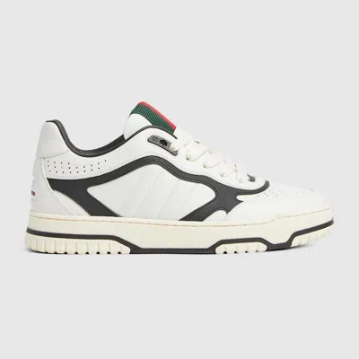 Gucci Reweb Black And White Low Top Sneakers With Web Detail On The Tongue And Logo Patch On The Rear In L In Multi