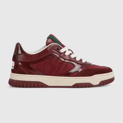 Gucci Burgundy Leather And Gg Supreme Fabric Re-web Sneakers
