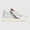 Gucci Reweb Gg Low-top Metallic Leather Sneakers In Silver