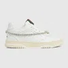 Gucci Re-web Grosgrain-trimmed Crystal-embellished Leather Sneakers In White