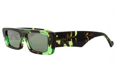 Pre-owned Gucci Women's  Rectangle Sunglasses In Havana/green (gg1331s/008)