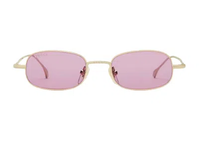 Pre-owned Gucci Women's  Rectangular Frame Sunglasses In Gold (779496 I3330 8058)