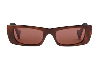 Pre-owned Gucci Women's  Rectangular Sunglasses/brown Lens (573239 J0740 2382) In Brown Acetate/gold/tone In Multi