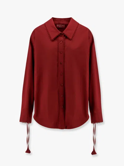 GUCCI GUCCI WOMEN COTTON POPELINE SHIRT WITH TIES AND LACES PROFILES