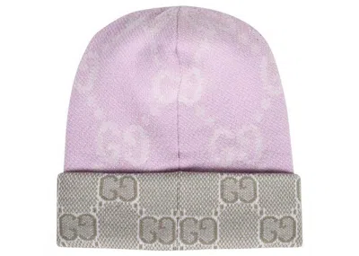 Pre-owned Gucci Women's  Reversible Gg Wool Beanie In Purple