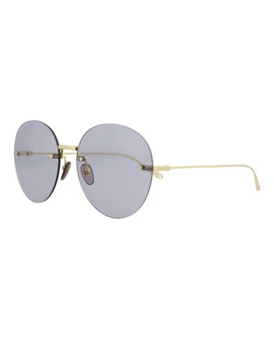 Pre-owned Gucci Women's  Round Oval Sunglasses/30012724006) In Gold/violet (gg1149s