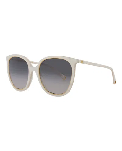 Pre-owned Gucci Women's  Round Oval Sunglasses/30012794003) In White/grey (gg1076s
