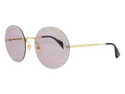 Pre-owned Gucci Women's  Round Sunglasses In Gold (gg0899s 001)