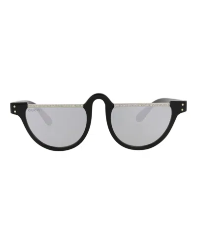 Pre-owned Gucci Women's  Roundframe Acetate Sunglasses/30013999001) In Black/silver (gg1368s