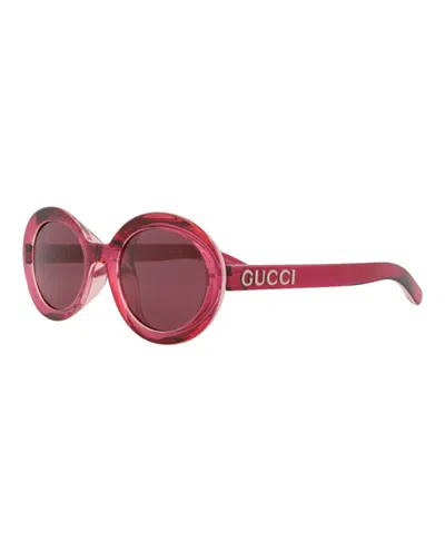 Pre-owned Gucci Women's  Roundframe Injection Sunglasses In Red Red Violet (gg1722sa/30015510/004)