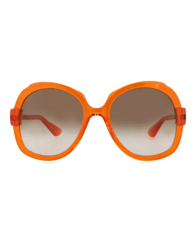 Pre-owned Gucci Women's  Roundframe Injection Sunglasses/30014432004) In Orange/brown (gg1432s