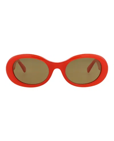 Pre-owned Gucci Women's  Roundframe Recycled Acetate Sunglasses In Orange Orange Brown (gg1587s/30014858/003)