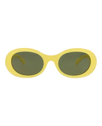 Pre-owned Gucci Women's  Roundframe Recycled Acetate Sunglasses In Yellow Yellow Green (gg1587s/30014858/004)