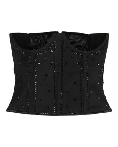 Pre-owned Gucci Women's  Sequin Embroidered Corset Top In Black