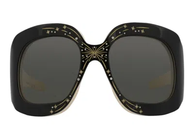 Pre-owned Gucci Women's  Shield Frame Acetate Sunglasses00100011) In Black/grey (gg1093s/30012829