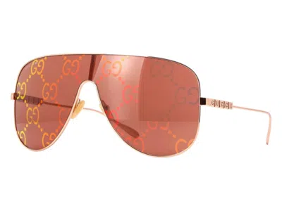 Pre-owned Gucci Women's  Shield Sunglasses In Rose Gold (gg1436s 003)