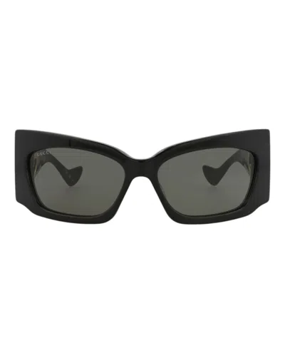 Pre-owned Gucci Women's  Shieldframe Recycled Acetate Sunglasses In Black Black Grey (gg1412s/30014422/001)