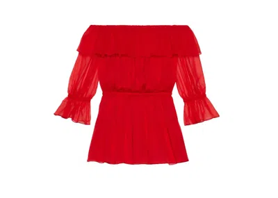 Pre-owned Gucci Women's  Silk Chiffon Dress In Red