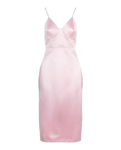 Pre-owned Gucci Women's  Silk Duchesse Midi Sleeveless Dress In Pink
