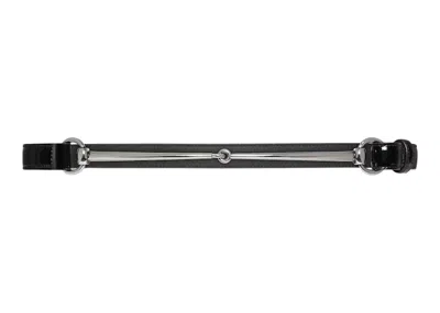 Pre-owned Gucci Women's  Slim Horsebit Thin Belt In Black