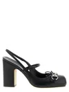 Gucci Square Toe Slingback Pumps With Block Heel In Black