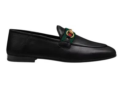 Pre-owned Gucci Women's  Slip On Loafer With Web Leather Sneakers In Black/green/red