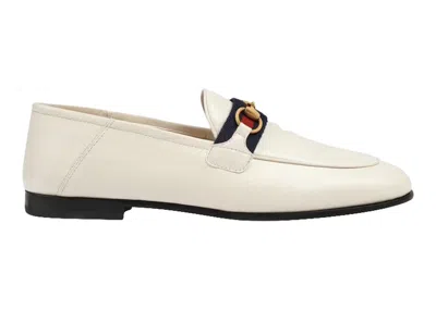 Pre-owned Gucci Women's  Slip On Loafer With Web Leather Sneakers In White/blue/red In Multi