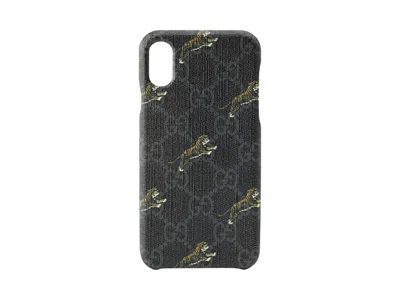 Pre-owned Gucci Women's  Soft Gg Supreme Tigers Iphone X/xs Case In Black