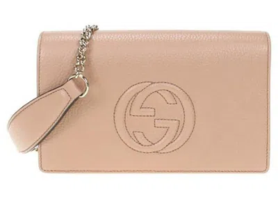 Pre-owned Gucci Women's  Soho Camelia Crossbody Bag In Beige In Sand