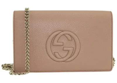 Pre-owned Gucci Women's  Soho Disco Wallet On Chain In Beige