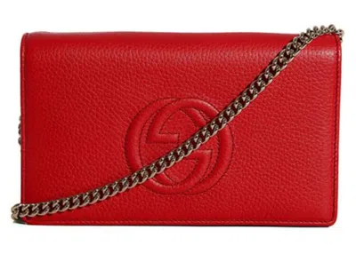 Pre-owned Gucci Women's  Soho Disco Wallet On Chain In Red
