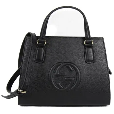 Pre-owned Gucci Women's  Soho Pebbled Tote Small In Black