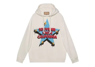 Pre-owned Gucci Women's  Souvenir From California Printed Hoodie In White