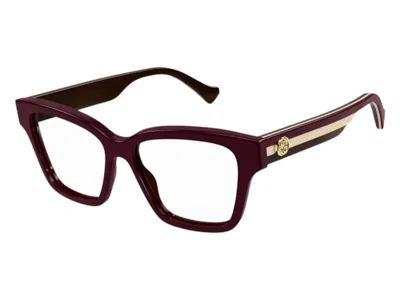 Pre-owned Gucci Women's  Square Eyeglasses In Burgundy (gg1302o 005)