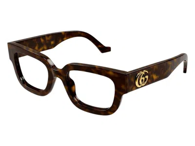 Pre-owned Gucci Women's  Square Eyeglasses In Havana (gg1548o 005) In Brown