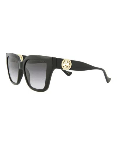 Pre-owned Gucci Women's  Square Rectangle Sunglasses/30011717001) In Black/grey (gg1023s