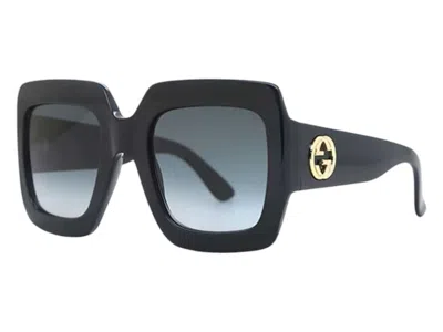 Pre-owned Gucci Women's  Square Sunglasses In Black (gg0053sn 001)