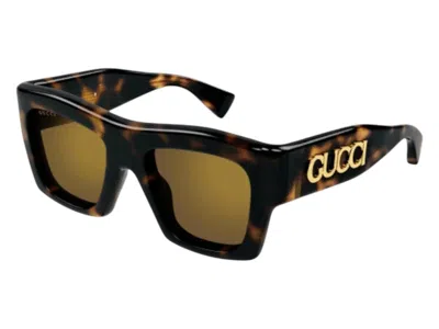 Pre-owned Gucci Women's  Square Sunglasses In Havana (gg1772s 007) In Brown