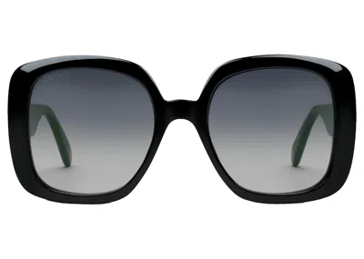 Pre-owned Gucci Women's  Square Sunglasses With Web In Black (623884 J1691 1013)