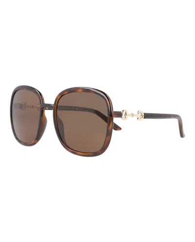 Pre-owned Gucci Women's  Square Sunglasses/30010361002) In Havana/brown (gg0893s