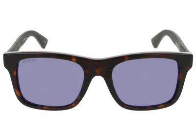 Pre-owned Gucci Women's  Squareframe Acetate Sunglasses/30000955003) In Havana/brown/blue (gg0008s