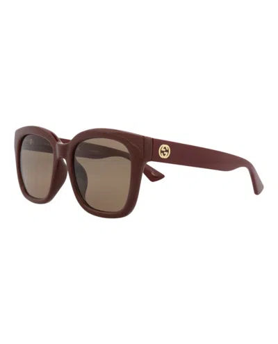 Pre-owned Gucci Women's  Squareframe Injection Sunglasses In Burgundy Burgundy Brown (gg1338sk/30013883/004)